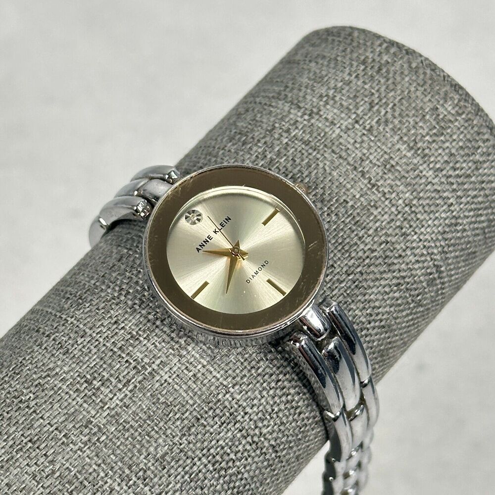 Anne Klein Watch Womens 28mm Round Modern Diamond Two Tone Quartz New Battery